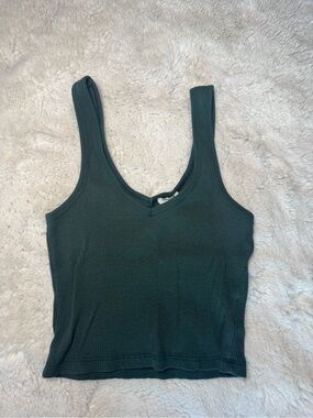 Cotton On Dark Green Ribbed Cropped Tank
